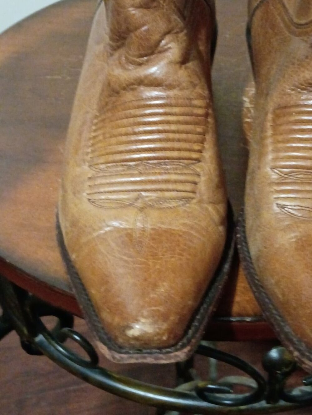 Charlie Horse Cowboy Boots Womens Size 7.5B Tan Leather 4508 Pointed Toe - Picture 6 of 14